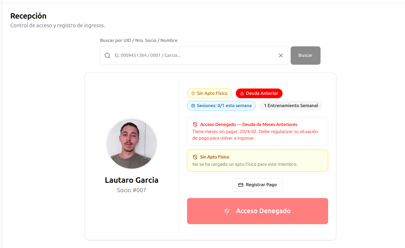 Control de acceso denegado